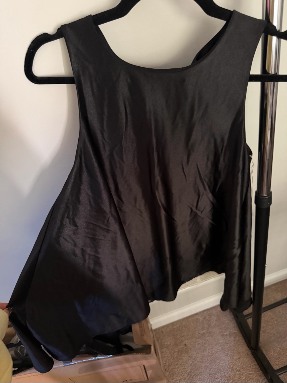 Gilli Black Satin Swing Tank Top Dress